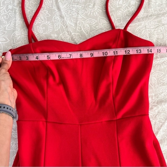 Bebe Jumpsuit Women XS Red Front Slit wide leg pant sleeveless Crepe          B5 - Picture 7 of 10